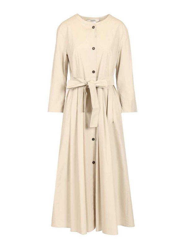 S MAX MARA: ニーレングスドレス - 膝丈ドレス - ベージュ