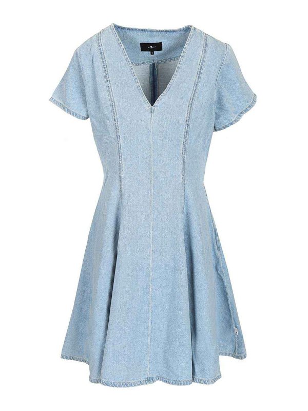 7 FOR ALL MANKIND: Knielange Kleider - Knielanges Kleid - Hellblau