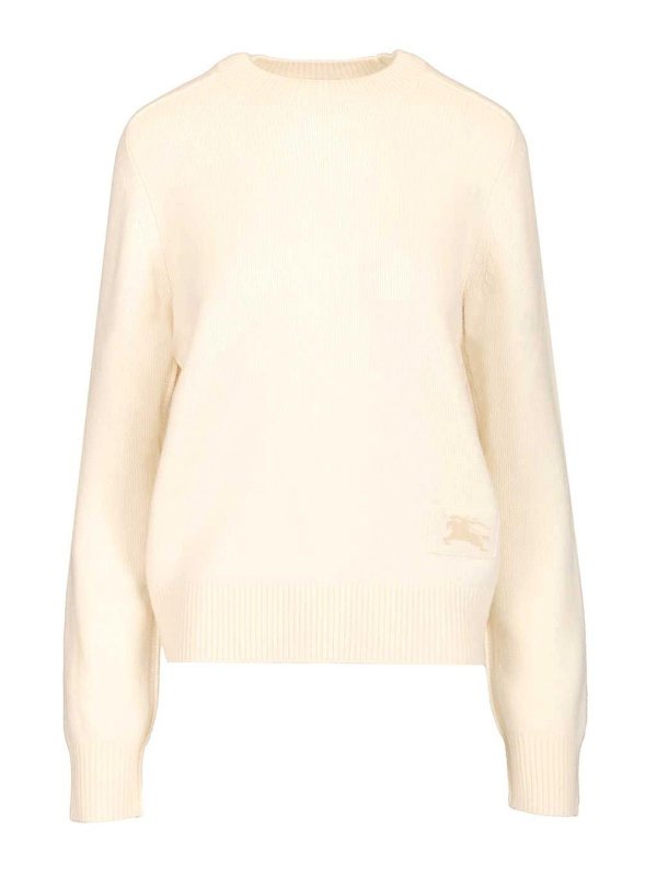 BURBERRY: Strickpullover mit Rundhalsausschnitt - Rundhalspullover - Beige