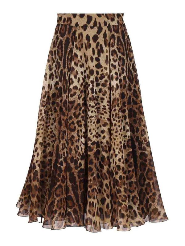 DOLCE & GABBANA: ニーレングススカート＆ミディ丈 - 膝丈/ミディスカート - アニマル柄
