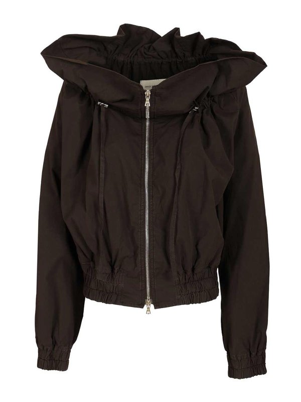 DRIES VAN NOTEN: casual jackets - Cotton Blend Ruffled Jacket