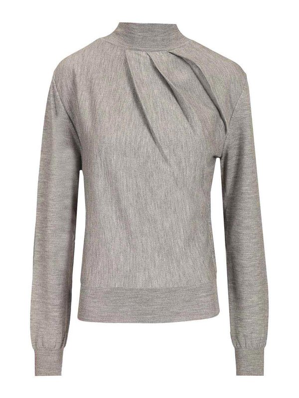 GIVENCHY: Turtlenecks & Polo necks - Draped Wool Blend Turtleneck Sweater