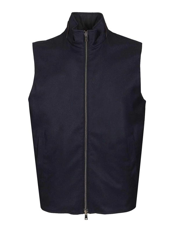 HERNO: maglieria gilet - Gilet in seta lucente e cashmere