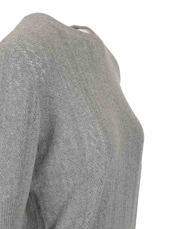 The Best Shops LISA YANG: Strickpullover mit Rundhalsausschnitt - Rundhalspullover - Grau