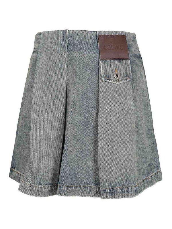 LOEWE: mini skirts - Washed Denim Mini Skirt