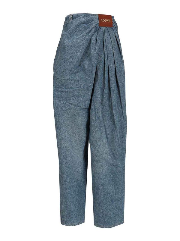 LOEWE: straight leg jeans - Draped Denim Jeans
