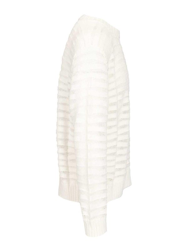 The Best Shops MM6 MAISON MARGIELA: Strickpullover mit Rundhalsausschnitt - Rundhalspullover - Weiß
