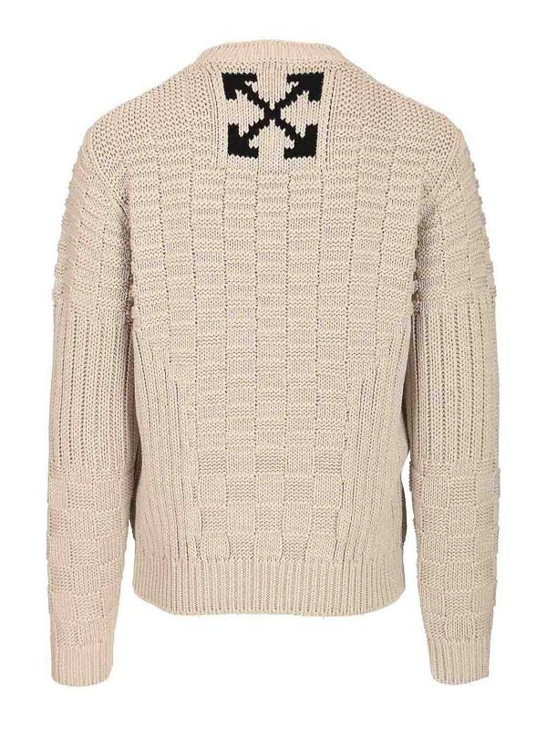 OFF-WHITE: Strickpullover mit Rundhalsausschnitt online - Rundhalspullover - Beige