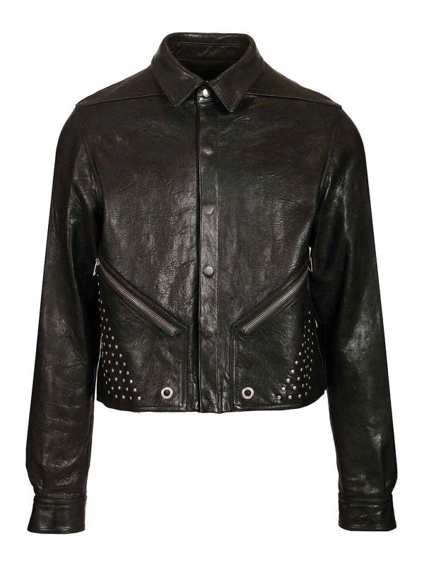 RICK OWENS: レザージャケット - レザージャケット - 黒