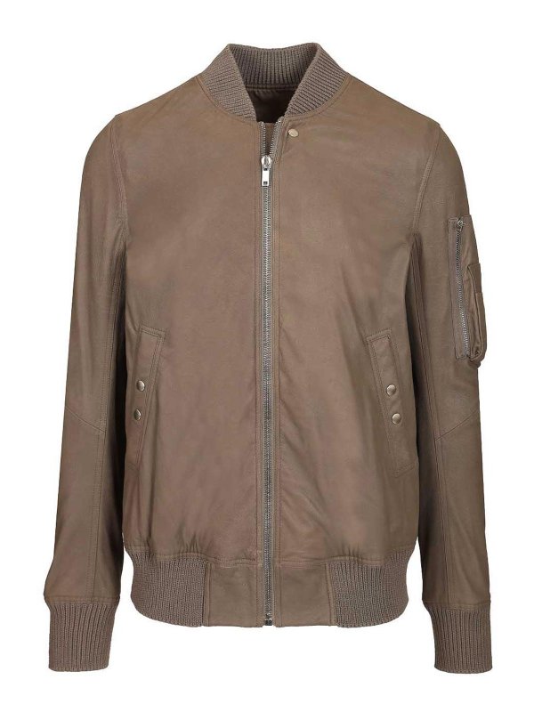 RICK OWENS: leather jacket - Aviator Leather Jacket