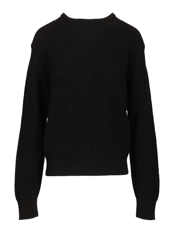 RICK OWENS: Strickpullover mit Rundhalsausschnitt - Rundhalspullover - Schwarz