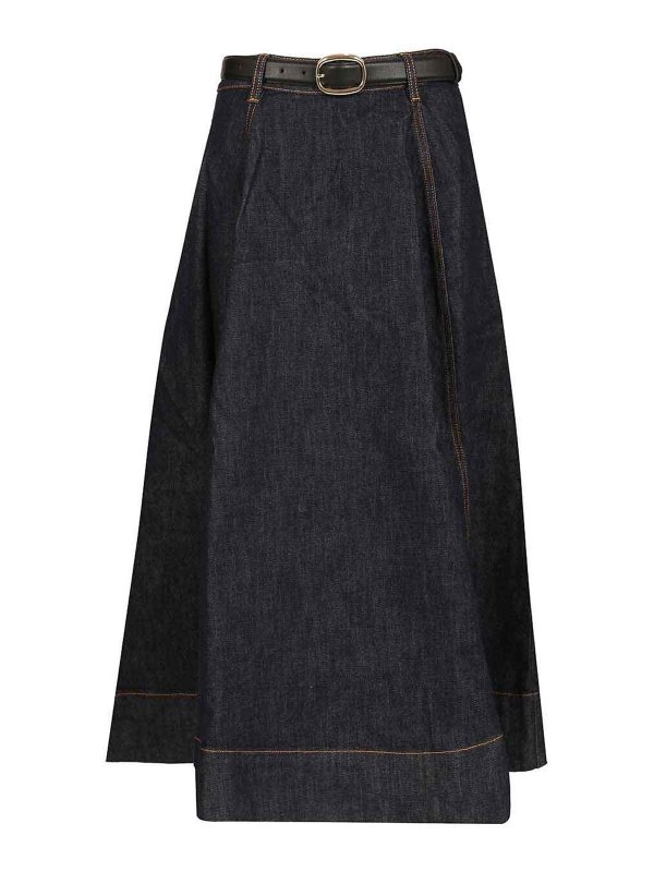 Self Portrait: Jupes midi et au genou - Jupe Midi - Bleu