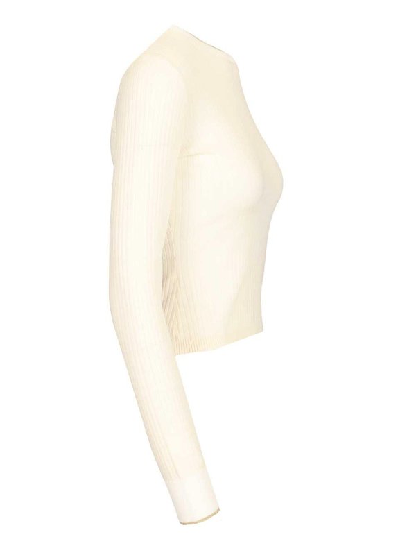 The Best Shops MAX MARA STUDIO: Strickpullover mit Rundhalsausschnitt - Rundhalspullover - Weiß
