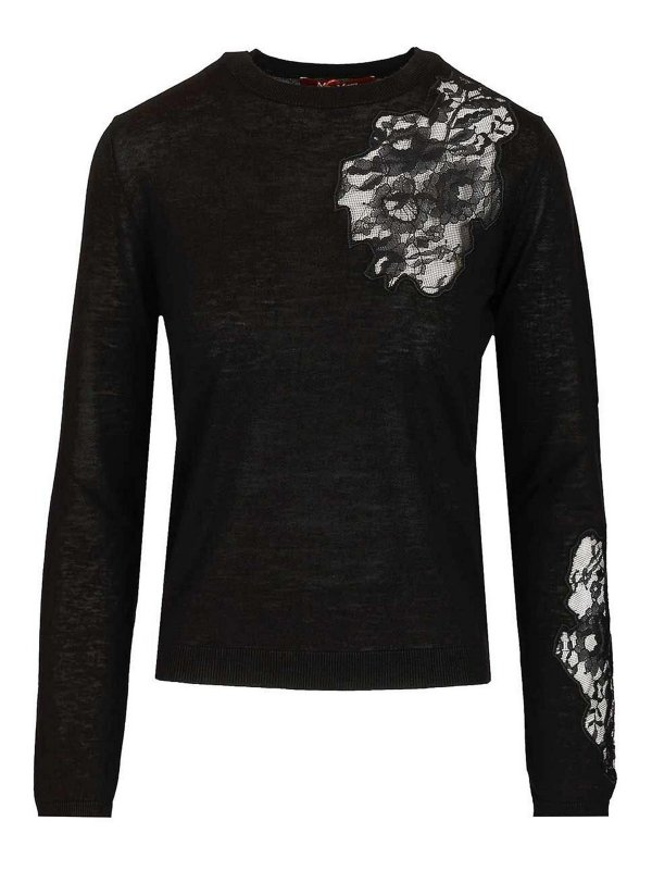 MAX MARA STUDIO: Strickpullover mit Rundhalsausschnitt - Rundhalspullover - Schwarz