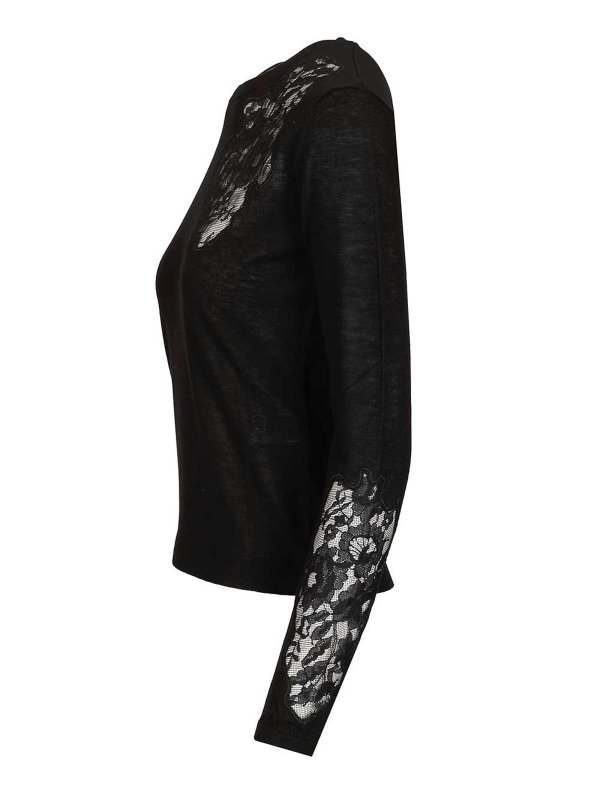 The Best Shops MAX MARA STUDIO: Strickpullover mit Rundhalsausschnitt - Rundhalspullover - Schwarz