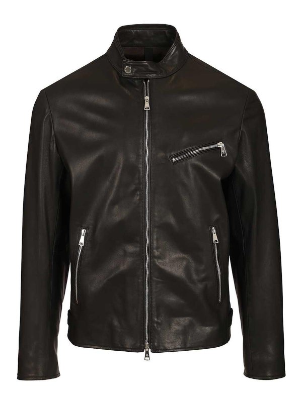TAGLIATORE: leather jacket - Lambskin Biker Jacket