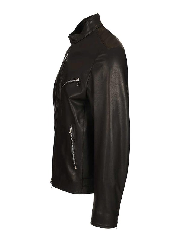 The Best Shops TAGLIATORE: leather jacket - Lambskin Biker Jacket