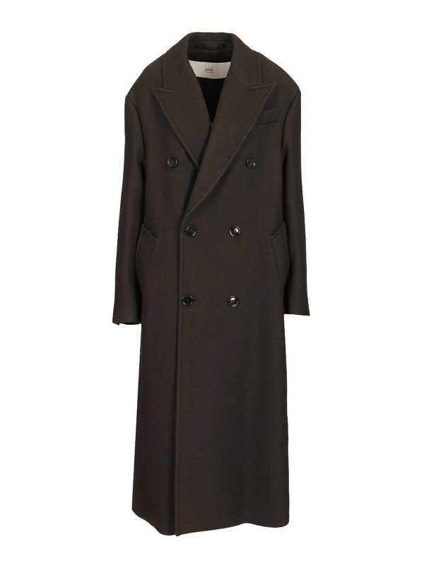 AMI PARIS: knee length coats - Long Double-Breasted Coat