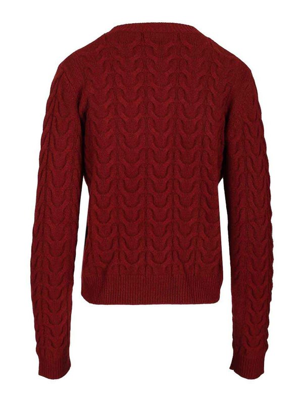 Max Mara: Strickpullover mit Rundhalsausschnitt online - Rundhalspullover - Rot