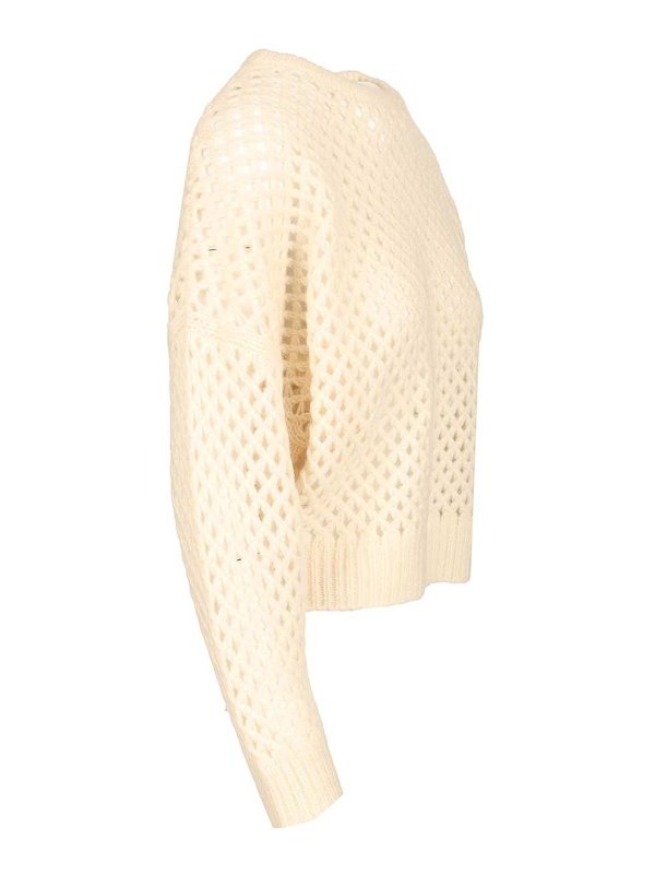 The Best Shops Max Mara: Strickpullover mit Rundhalsausschnitt - Rundhalspullover - Weiß