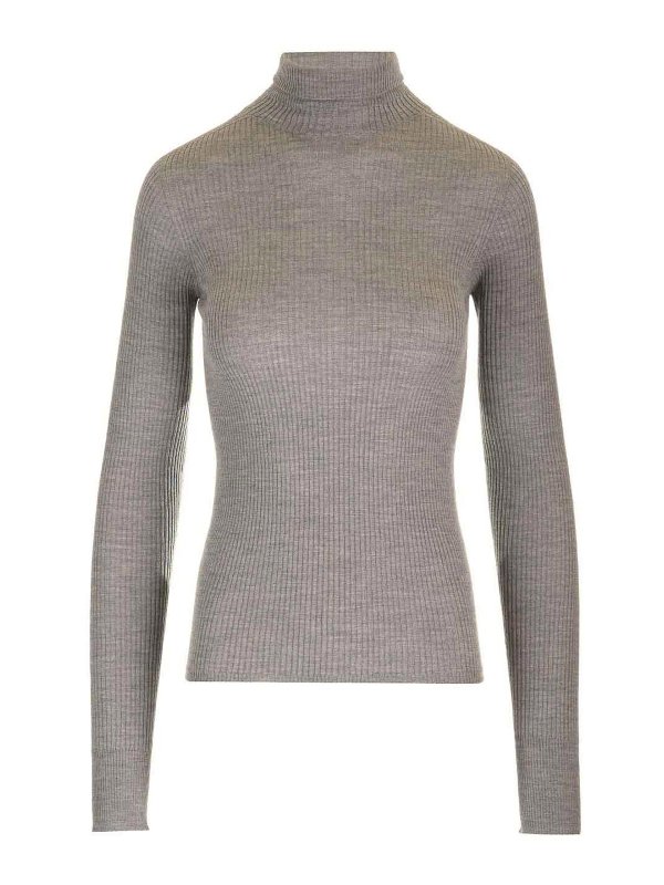 SPORTMAX: Rollkragenpullover  und Polo-Ausschnitt - Rollkragenpullover - Grau