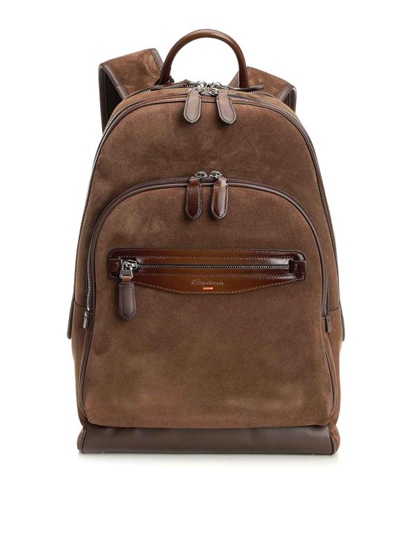 SANTONI: backpacks - Suede Backpack