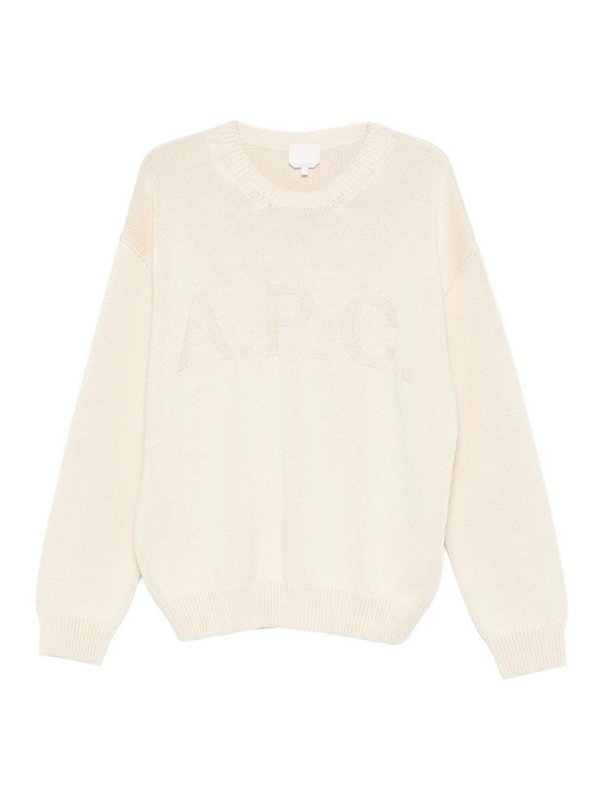 A.P.C.: Strickpullover mit Rundhalsausschnitt - Rundhalspullover - Creme