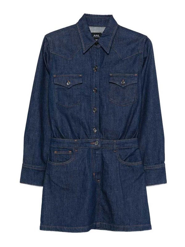 A.P.C.: Robe longueur genou - Robe Au Genou - Bleu