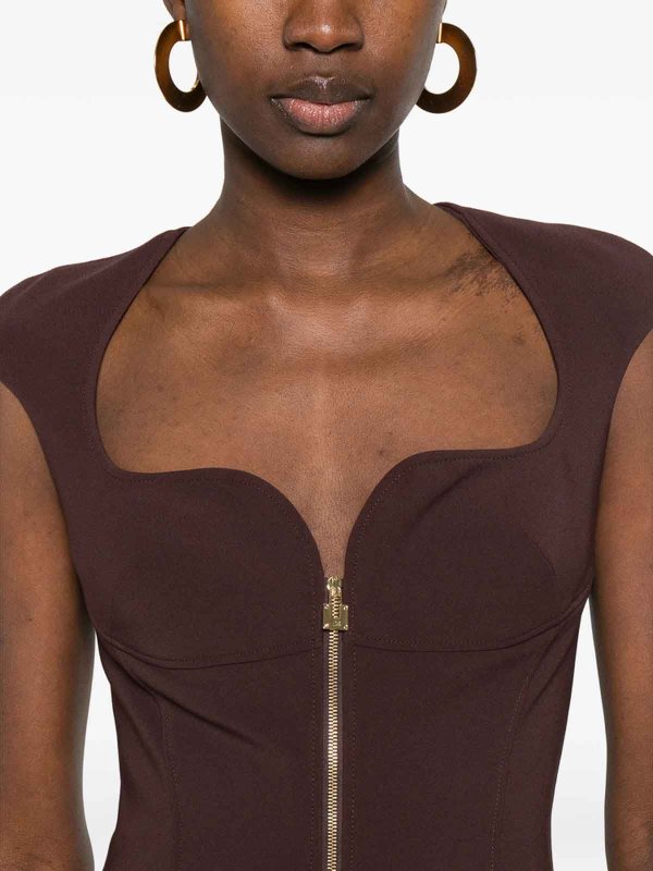 ELISABETTA FRANCHI: ニーレングスドレス online - 膝丈ドレス - ブラウン