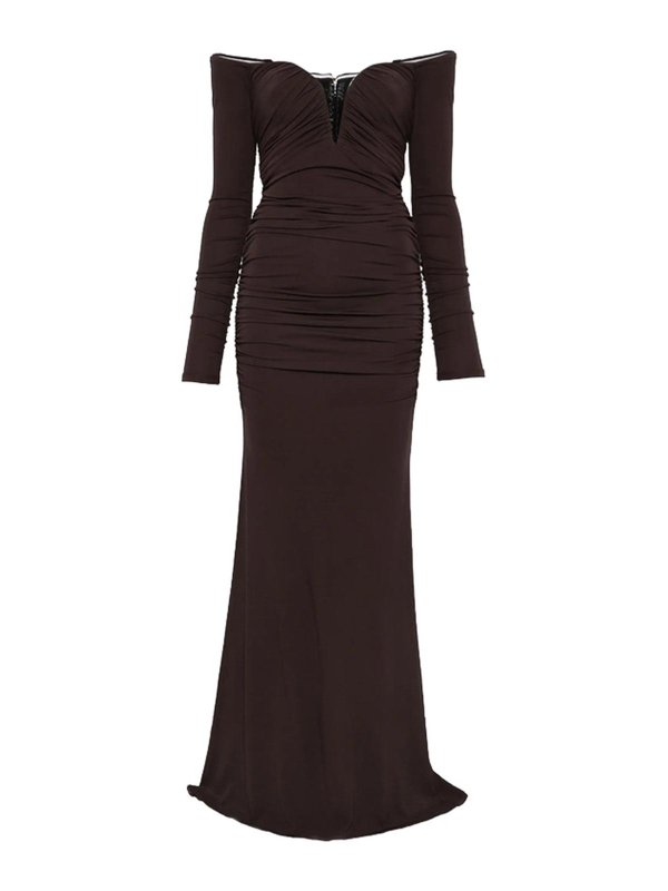 ELISABETTA FRANCHI: ニーレングスドレス - 膝丈ドレス - ブラウン