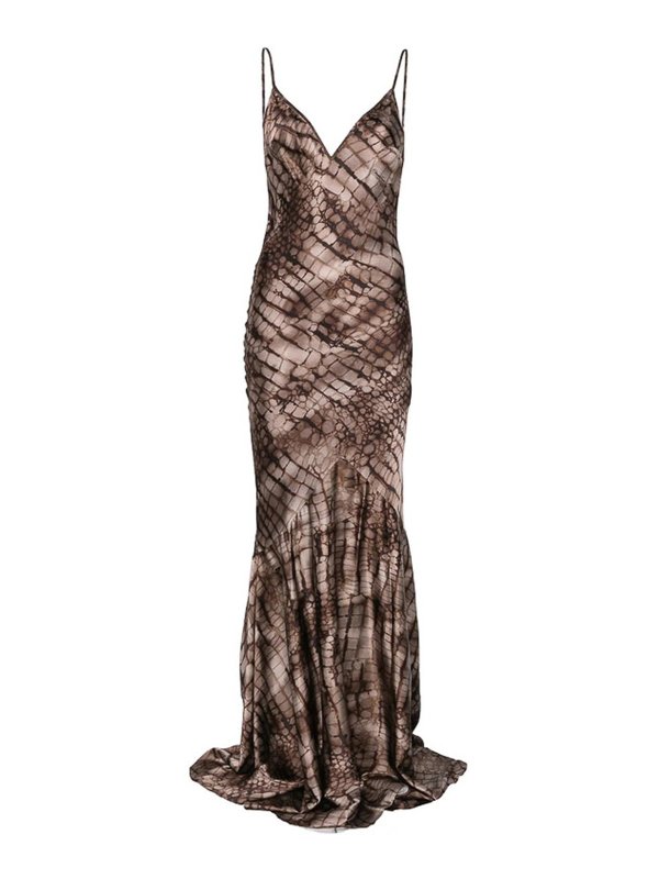 ELISABETTA FRANCHI: ニーレングスドレス - 膝丈ドレス - ブラウン