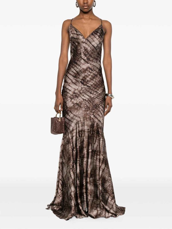 膝丈ドレス - ブラウン shop online: ELISABETTA FRANCHI