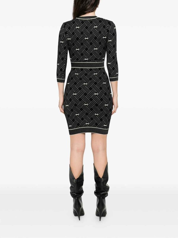 膝丈ドレス - 黒 shop online: ELISABETTA FRANCHI