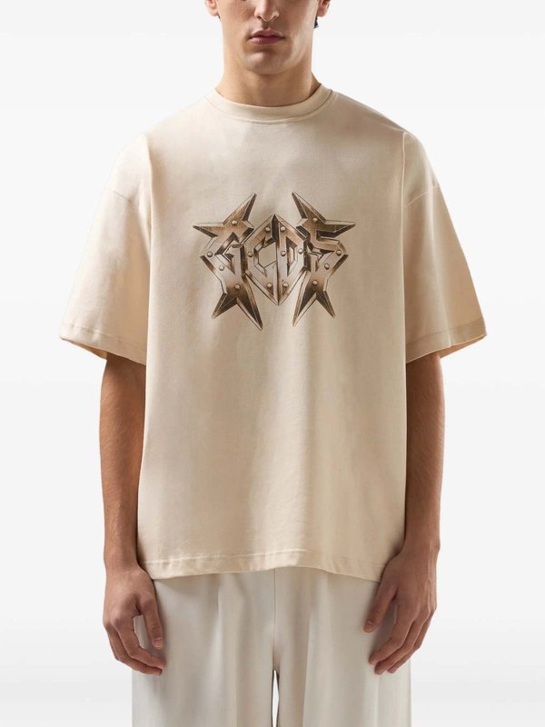 Tシャツ - ベージュ shop online: GCDS