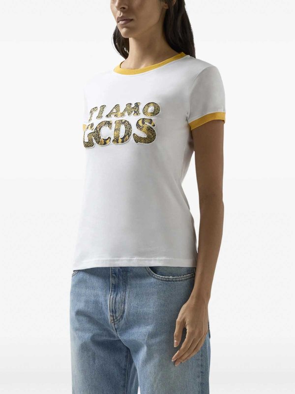 Tシャツ - 白 shop online: GCDS