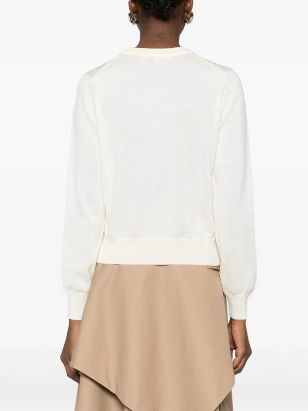 MAISON KITSUNÉ: Strickpullover mit Rundhalsausschnitt online - Rundhalspullover - Hellbeige