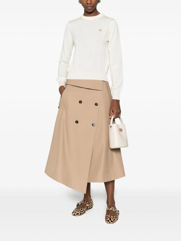 The Best Shops MAISON KITSUNÉ: Strickpullover mit Rundhalsausschnitt - Rundhalspullover - Hellbeige
