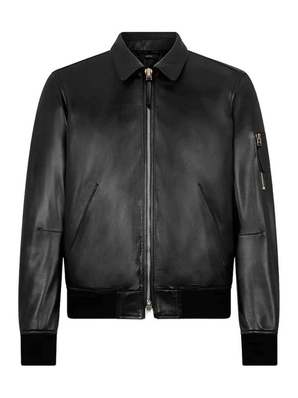 TOM FORD: レザージャケット - レザージャケット - 黒