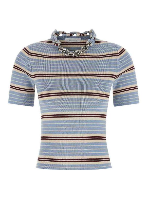 RABANNE: Suéteres con cuello pico - Suéter Cuello Redondo - Azul