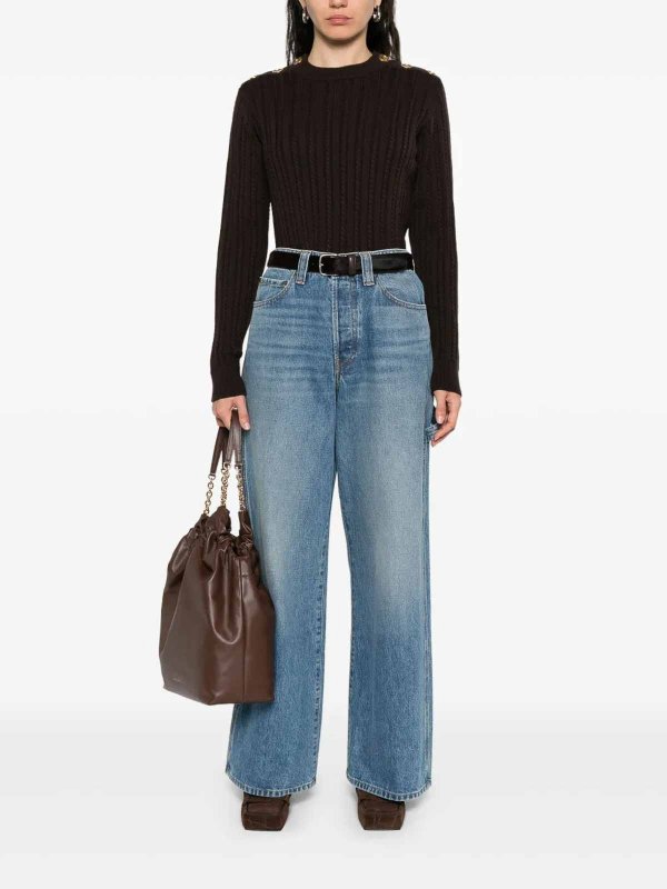 GOLDEN GOOSE: Strickpullover mit Rundhalsausschnitt online - Rundhalspullover - Camel