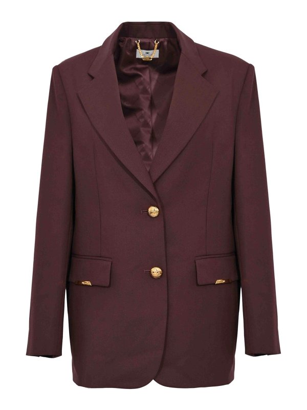 ELISABETTA FRANCHI: blazers - Cool Wool Jacket With Jewel Plaques