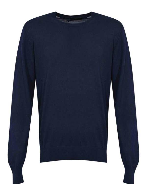 FAY: Strickpullover mit Rundhalsausschnitt - Rundhalspullover - Hellblau