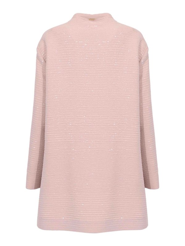 HERNO: knee length coats online - Coat With Dark Pink Sequins