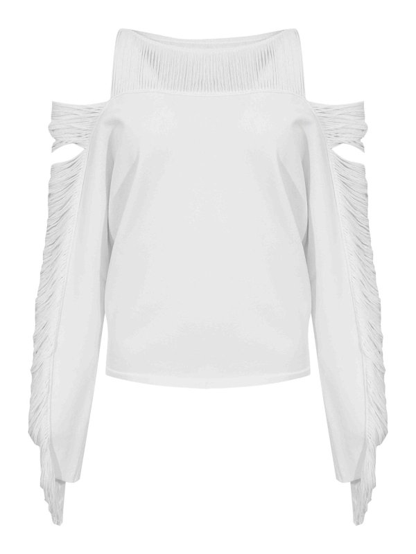 LIVIANA CONTI: Strickpullover mit Rundhalsausschnitt - Rundhalspullover - Weiß