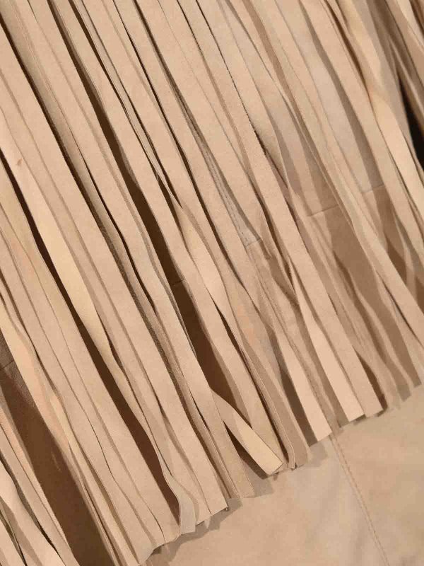 The Best Shops LIVIANA CONTI: leather jacket - Malcom Leather Shirt Jacket With Maxi Fringes