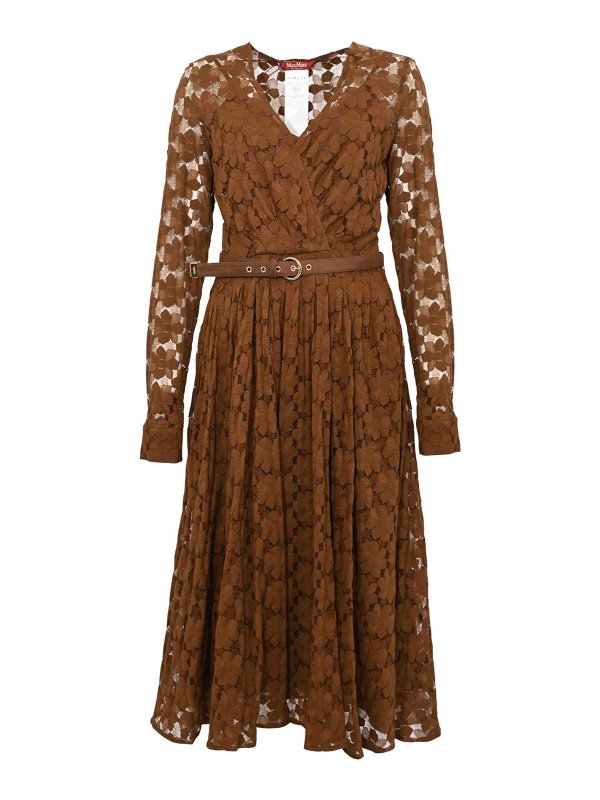 MAX MARA STUDIO: ニーレングスドレス - 膝丈ドレス - ダークブラウン