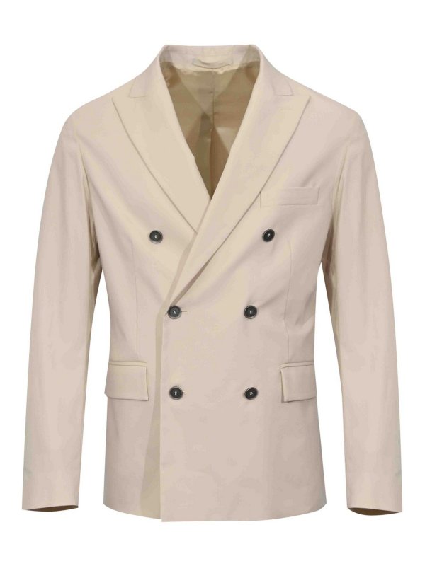 Paolo Pecora: blazers - Double-breasted jacket in ice cotton blend