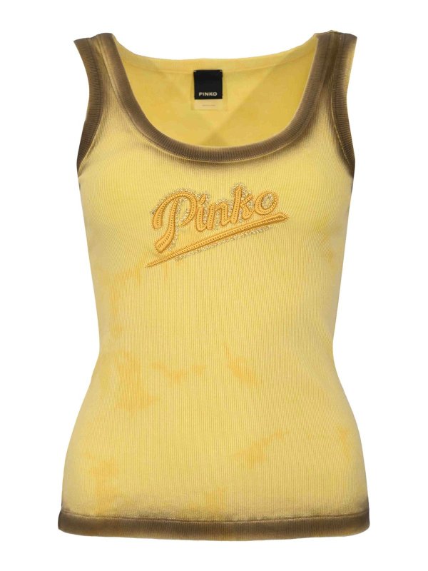 Pinko: Tops y camisetas sin mangas - Top - Amarillo