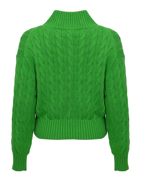 POLO RALPH LAUREN: crew necks online - Woven Cotton Sweater With Green Zip