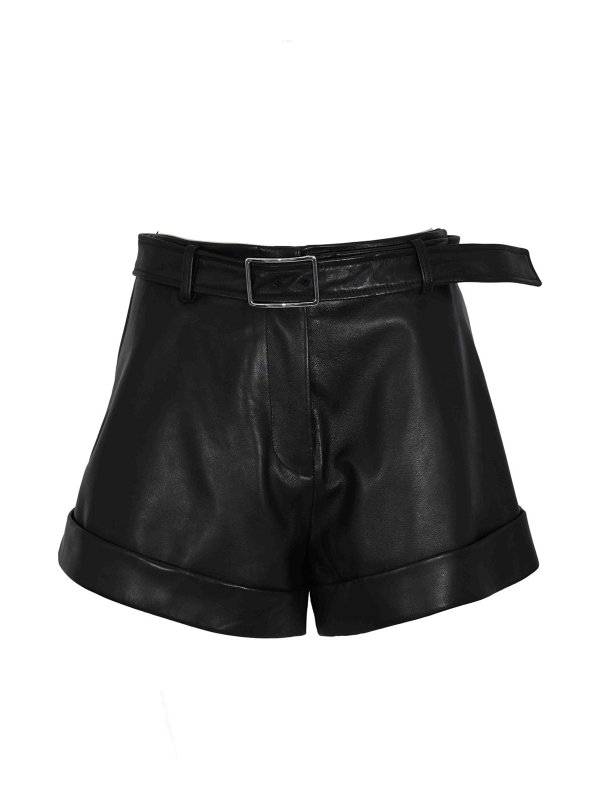 SPORTMAX: レザートラウザー - レザーパンツ - 黒